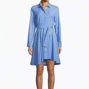 Club Monaco Striped Long Sleeve Mini Shirt Dress with Open Back size 0